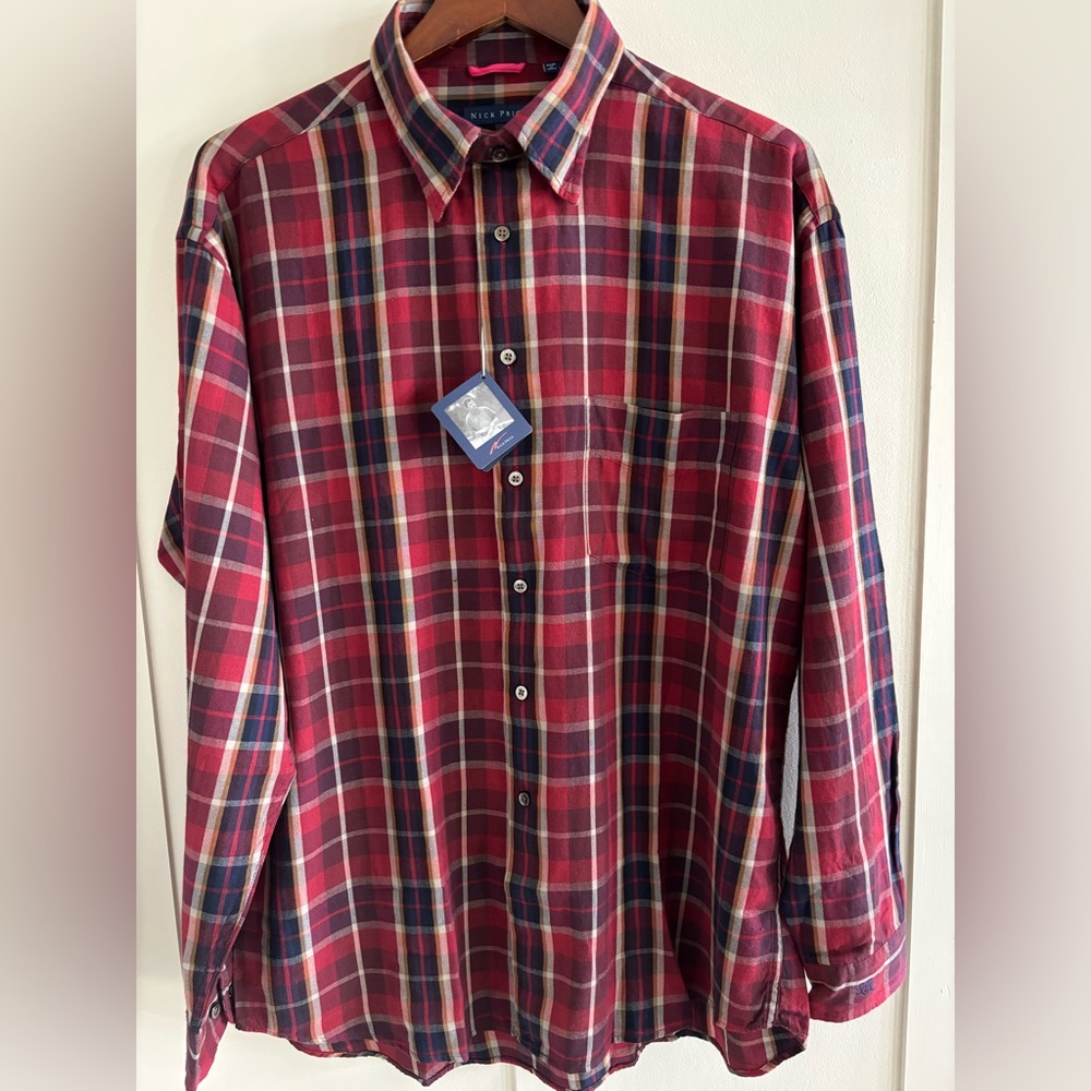 Nick Price Men’s Long Sleeve Plaid Button Up